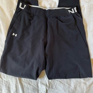 Under Armour Black Athletic Pants with White Logo Waistband
